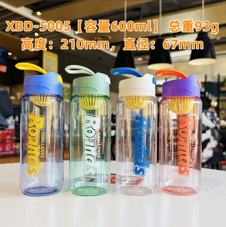 Xinbeidi taza de plástico portátil taza de plástico simple con filtro de separación de té 500ml PC taza de agua de plástico estudiante