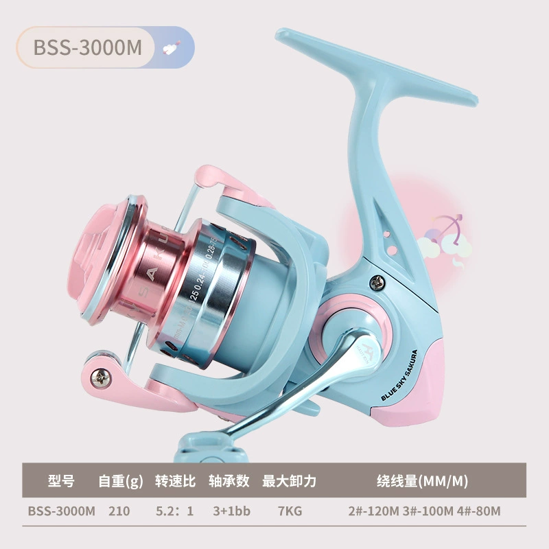 Спиннинговая катушка (Haoton Blue Sky Sakura) 1500S–4000L, передаточное число 5.2:1, шпуля мелка/глубока