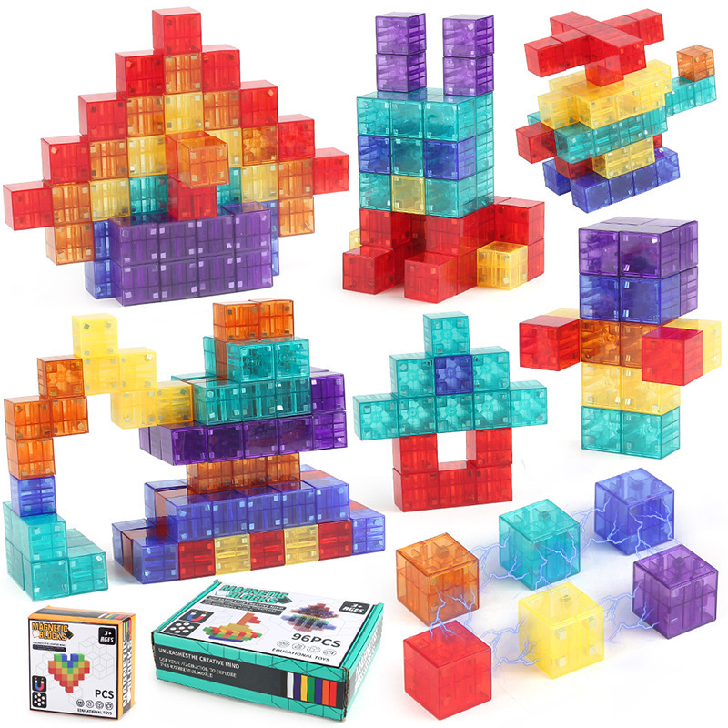 Cross-Border Children's DIY Cube Magnetic Building Blocks to Build Fun Parent-Child Interactive Geometric Magnetic Toy Set