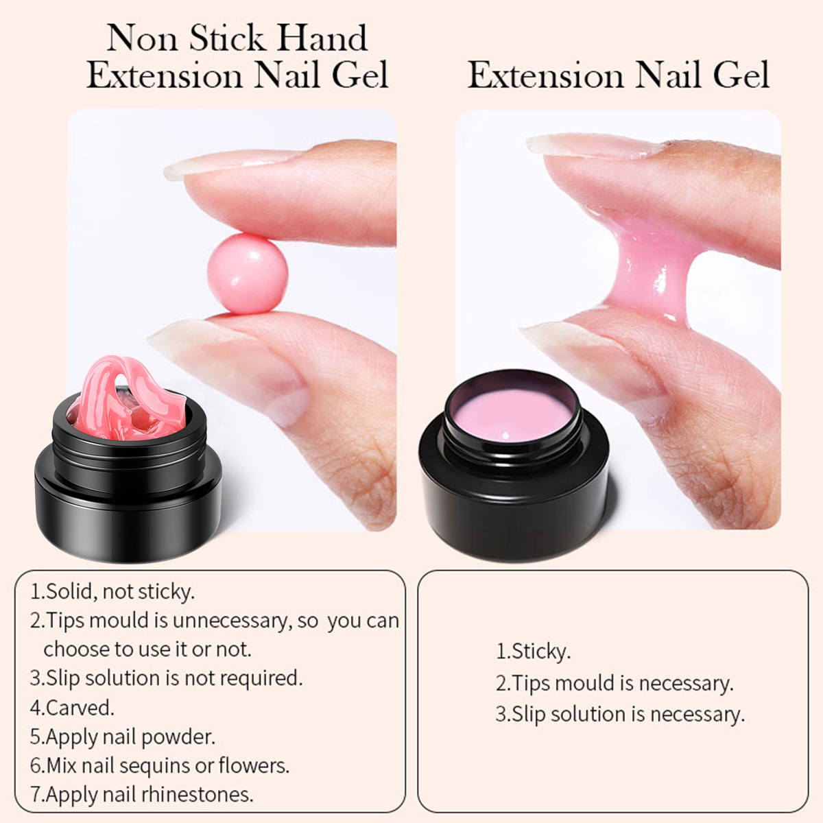 Gel Sólido Esculpible para Extensión de Uñas Fórmula No Pegajosa