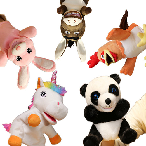 [Wholesale] Farm animals can open their mouths, large size hand puppets, Rabbits, Donkeys, Pandas, Unicorns, Roosters