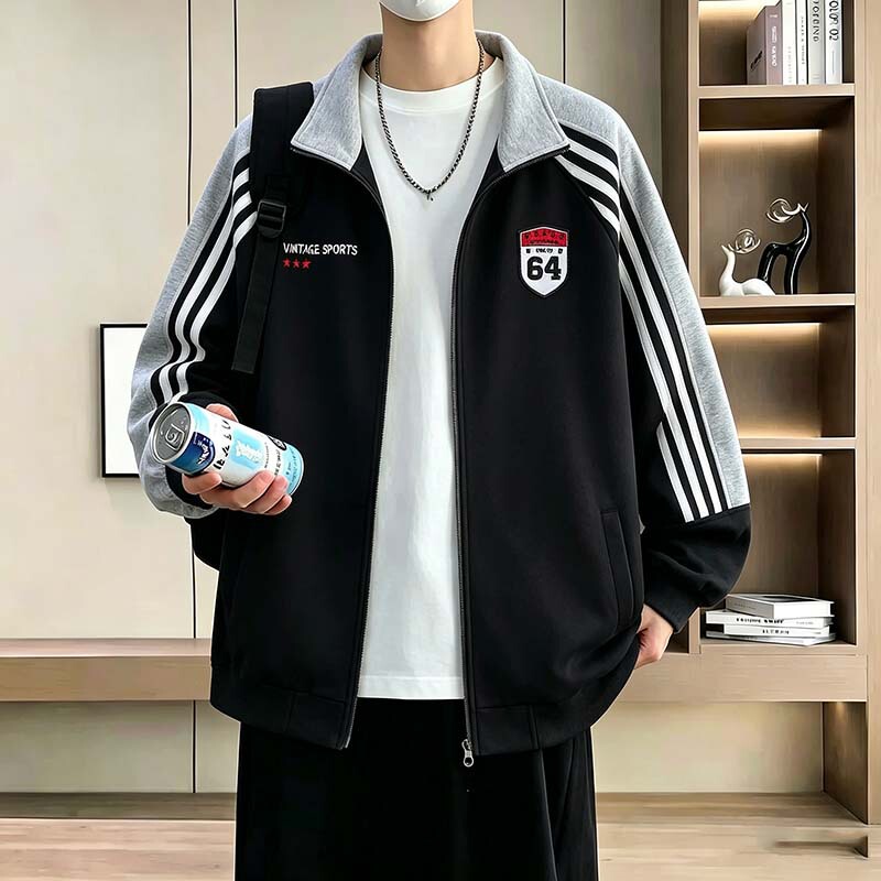 Spring and autumn baseball jacket for middle and high school students, trendy casual jacket for teenagers, stylish outerwear and hoodie for boys Spring and autumn baseball jacket for middle and high school students, trendy casual jacket for teenagers, stylish outerwear and hoodie for boys