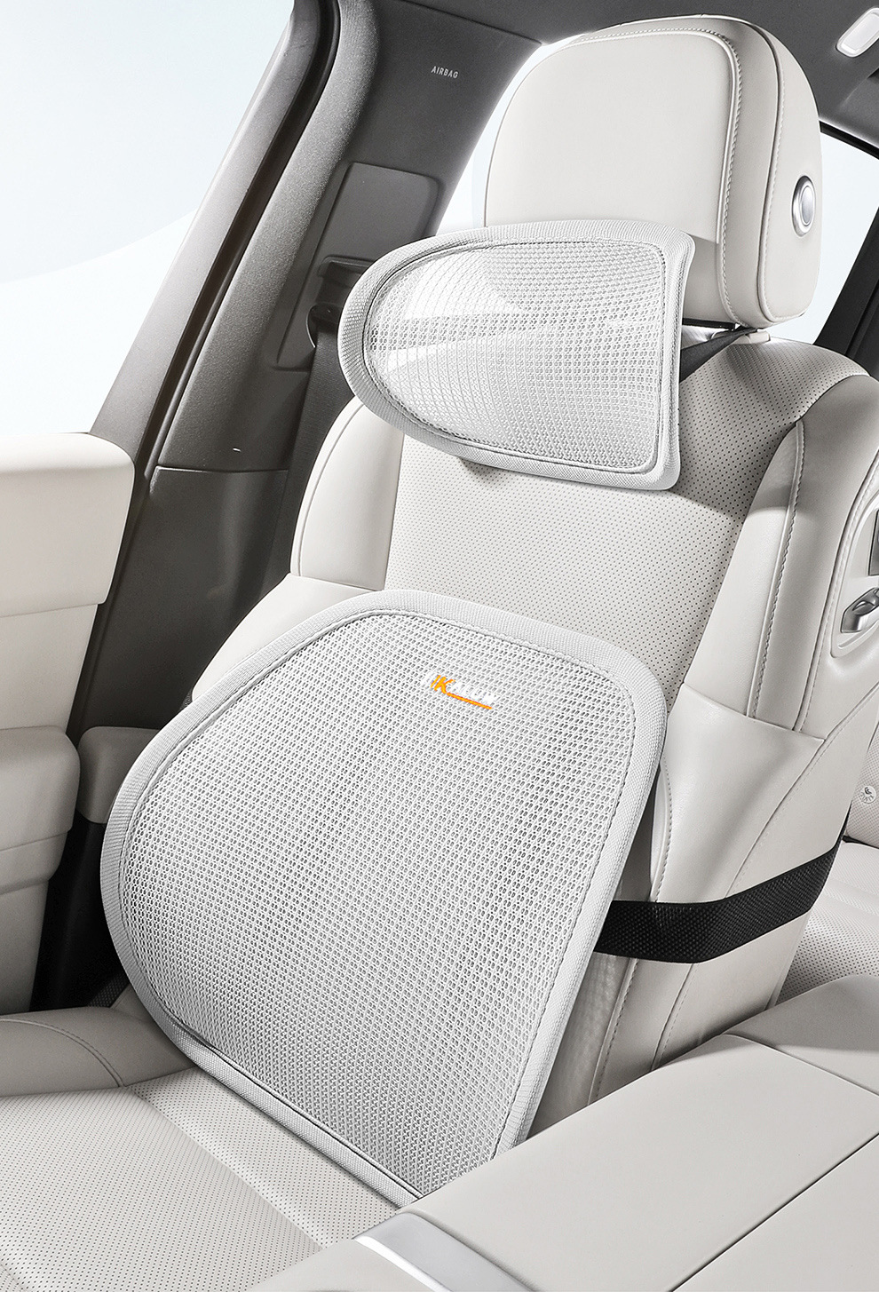 New Model of Car Lumbar Support, Headrest, and Neck Support, Breathable Car Seat Backrest with Optional Logo
