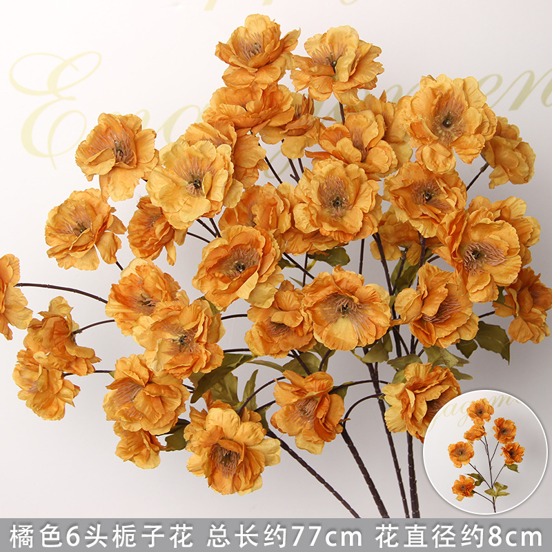 Flores de imitación naranja peonía naranja hortenida neblina orquídea flor flor de boda seda naranja