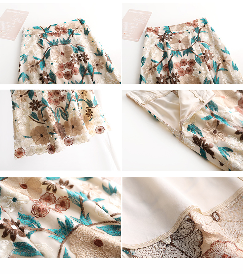 summer new style retro floral mid-length skirt  NSYZ47851