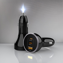 中控大功率车载充电器货源适用于手机三合一平板点烟车用快充160W