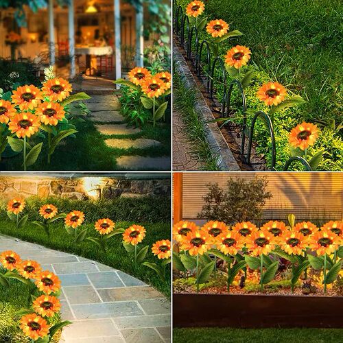 Solar-powered single-head sunflower park simulation flower landscape light garden outdoor courtyard decoration light ground-embedded lawn light