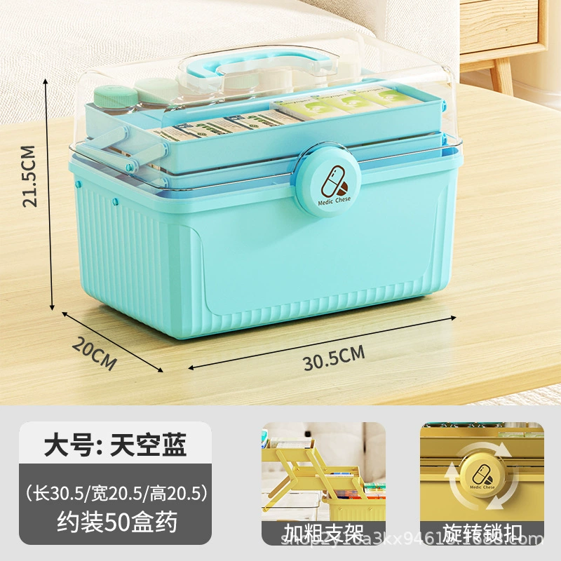 Handheld Storage Box, Extra-Large 3-Layer Portable Organizer with Transparent Lid