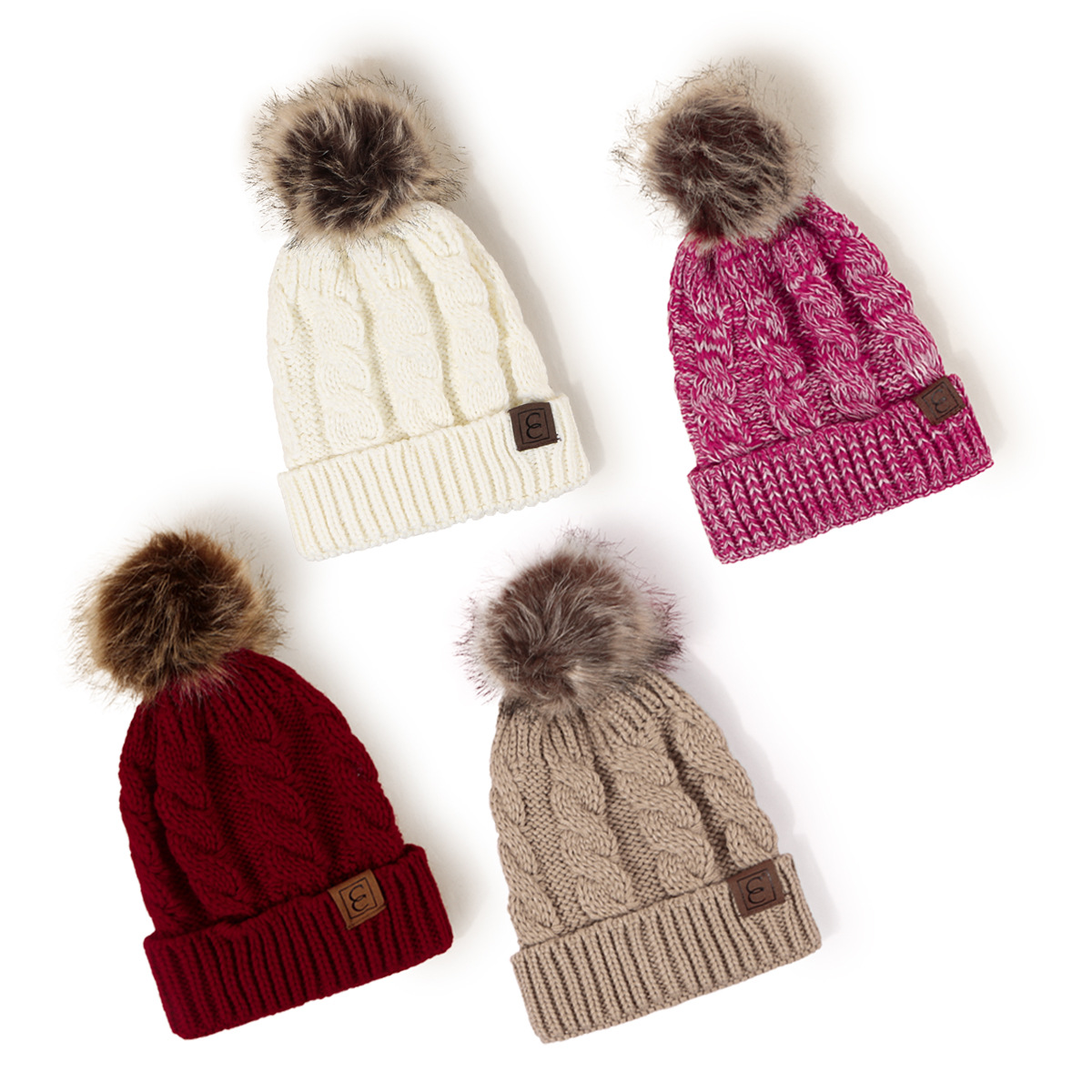 168g Weight Wool Cap Hats Type Outdoor Occasion Acrylic Material Solid Color Pattern Autumn&Winter Season Unisex Gender Korean Style Style Khaki, Grey, White, Red, Blue, Black Color Eaveless Rim Korean Style Warm Leather Label Fur Ball Knitted Hat Wholesale Nihaojewelry 23