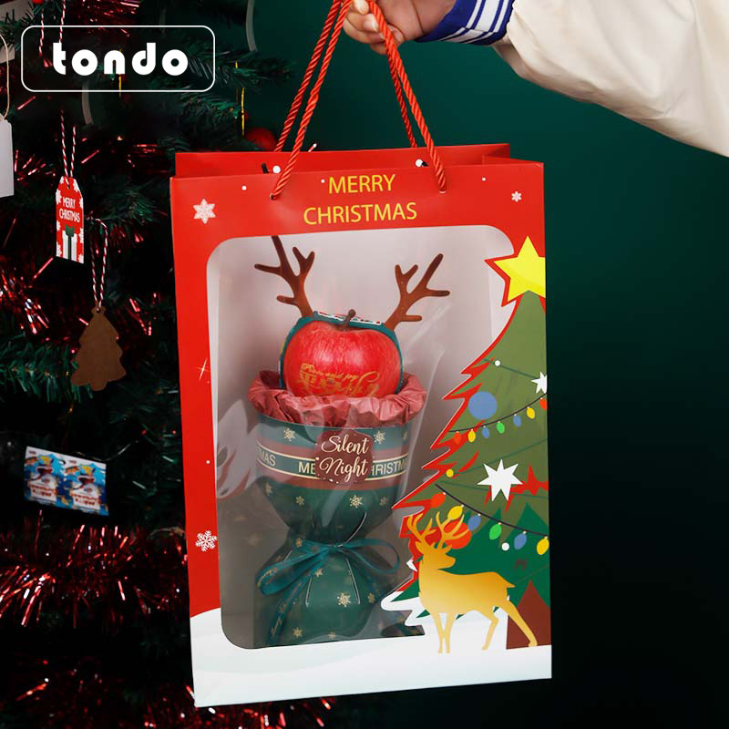 Tang De regalo de Navidad transparente Ventana de Navidad bolso floral ramo de regalo bolsa de fruta de la paz bolso