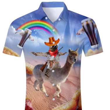 Men's Hawaiian Beach Shirt 3D Printed Animal Fun T-Shirt Casual Short Sleeve Button down Holiday Aloha Shirt