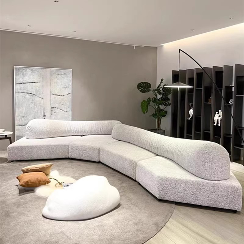 Italiano minimalista sofá de tela de roca gran sala de estar muebles villa gran capa plana módulo de forma especial sofá