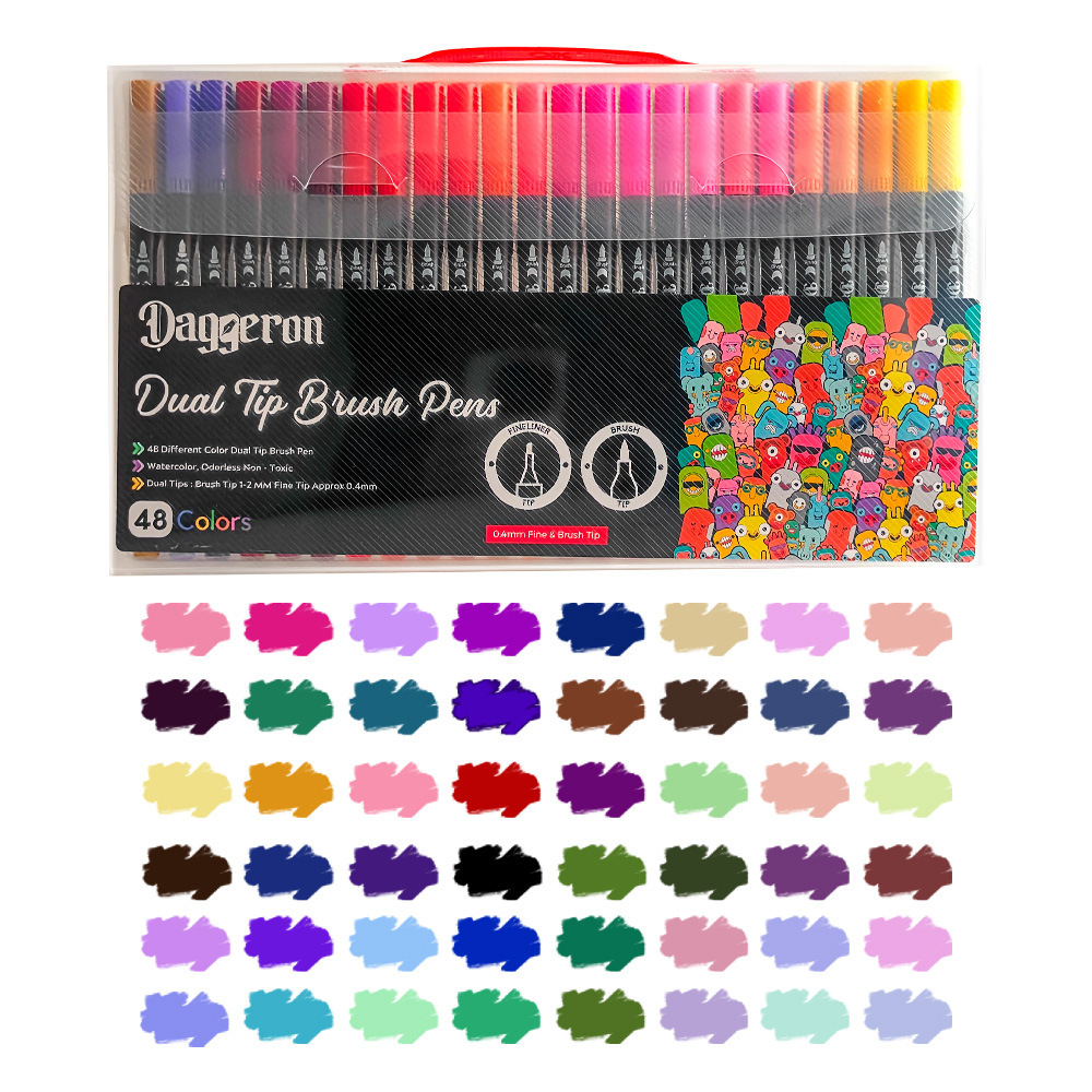 Ventas transfronterizas calientes de doble cabeza de acuarela pincel de línea de gancho de arte personaje pincel de línea de gancho de línea de agua para estudiantes de acuarela rápido seco set pincel de agua