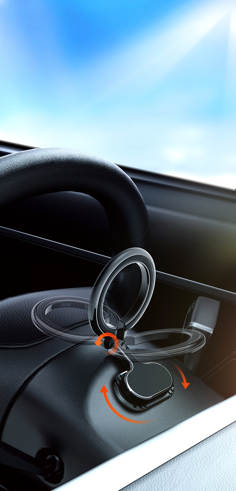 Mobile Phone Car Holder New Magnetic Folding Floating Navigation Car Fixed Suction Cup Creative Metal