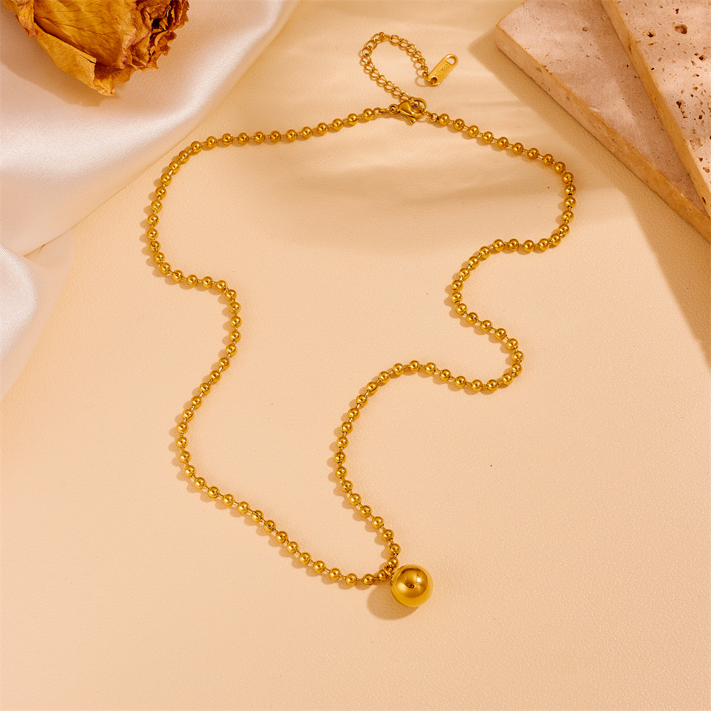 Europa y América exagerada de acero inoxidable ronda Cadena de cuentas redondas buena suerte sólida ronda perla de la joyería de las mujeres pendientes pulsera collar de la joyería