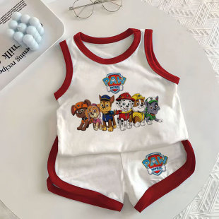 Children's Cotton Vest Set 2025 New Style Boys' Paw Patrol Sleeveless T-Shirt Baby Vest Top Two-Piece Set