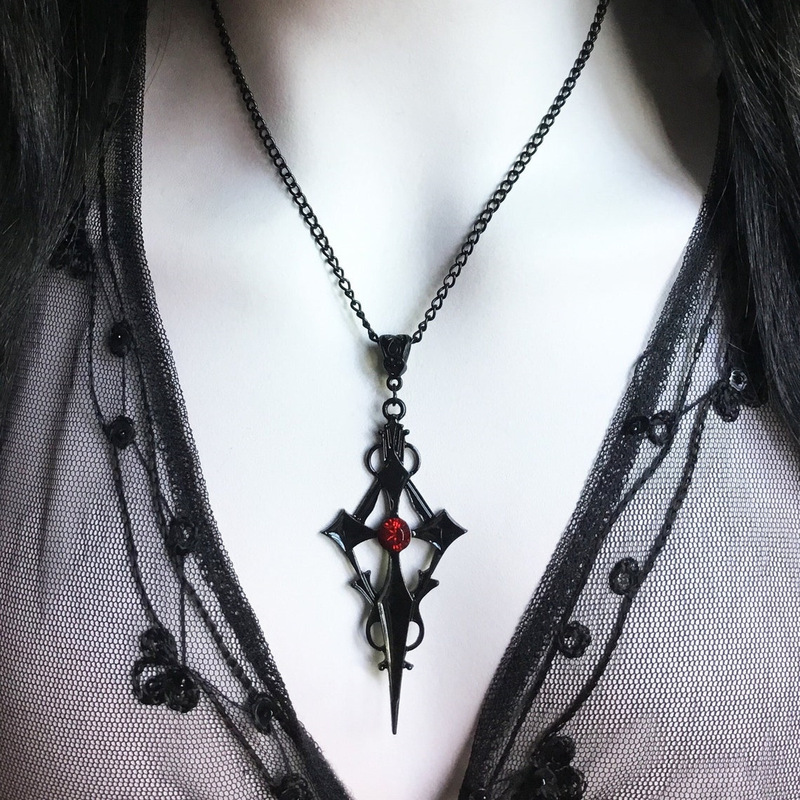 Amazon Foreign Trade Black Pointed Cross Necklace Factory Direct Sale Amazon Foreign Trade Black Pointed Cross Necklace Factory Direct Sale