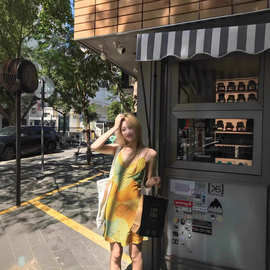 港风复古性感撞色设计感收腰显瘦云南三亚泰国旅游度假风沙滩裙女