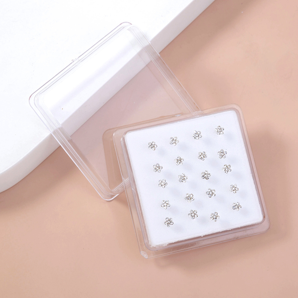 classic white rhinestone nose stud set piercing nose jewelry