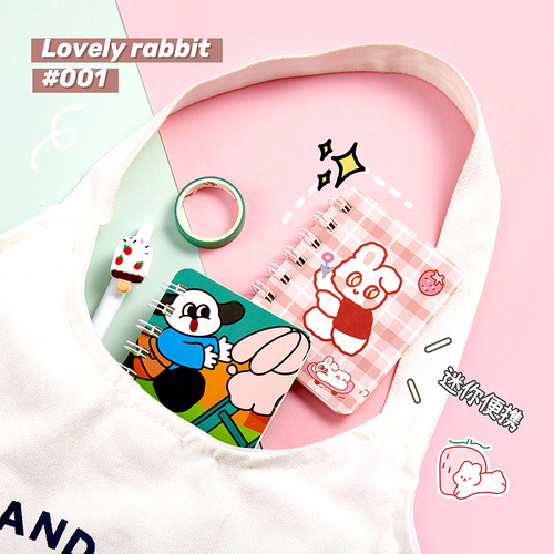 ins creative Korean version coil cartoon mini book girl's heart cute notes convenient pocket study notebook T