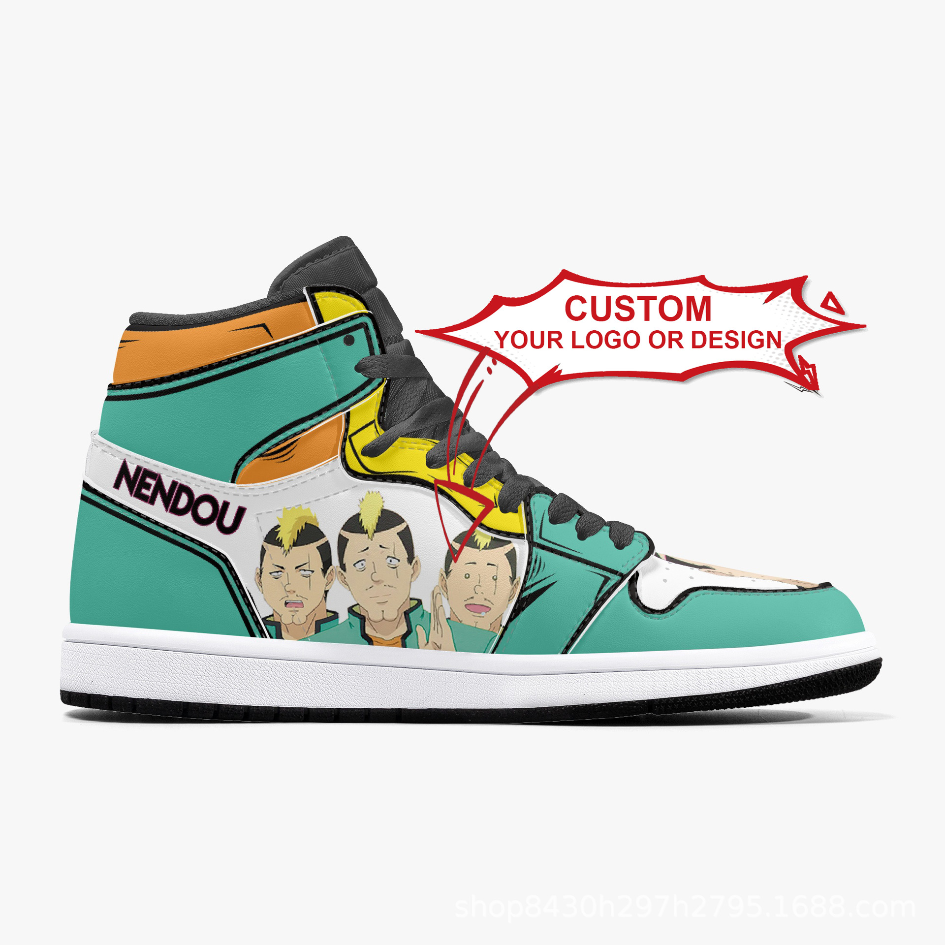 跨境爆款3D印花高帮运动休闲板鞋鬼灭之刃来图定 制一件代发