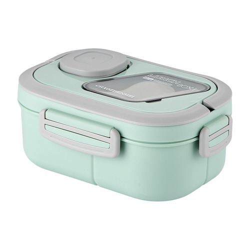 New plastic lunch box food-grade plastic divided bento box with independent three compartments, vegetable salad, high-end lunch box