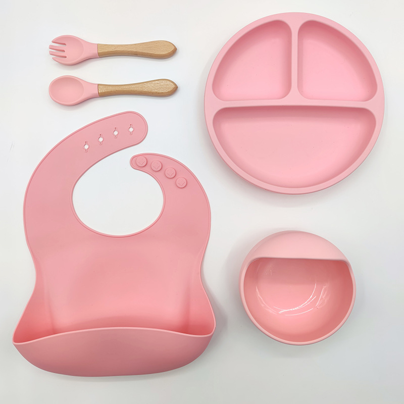Juego de vajilla de silicona para niños, vajilla para alimentación maternoinfantil, plato de comida, tazón de comida, bebé aprende a comer, plato separado