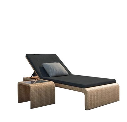 Outdoor reclining chair, patio balcony rattan leisure bed, beach chair, swimming pool hot spring spa club rattan lounge chair