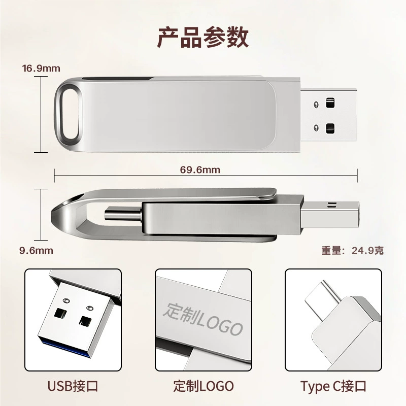 Двухинтерфейсная USB-флешка Type-C для автомобиля, 256 ГБ, прямое подключение к телефону, карта-ридер для расширения, высокоскоростная передача