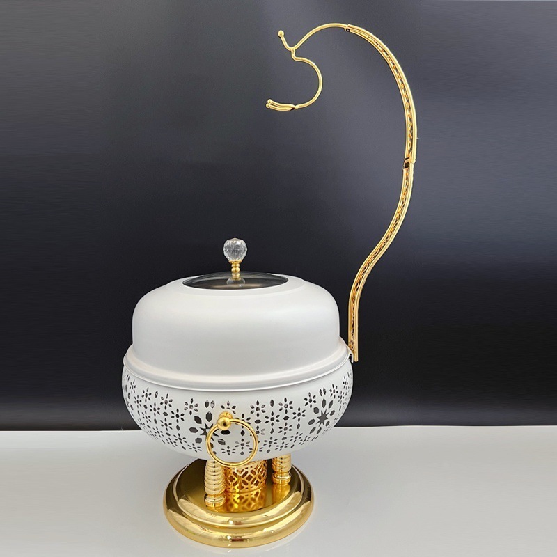 新款轻奢白色自助餐炉8L不锈钢吊炉户外聚餐酒精炉Chafing Dish|undefined