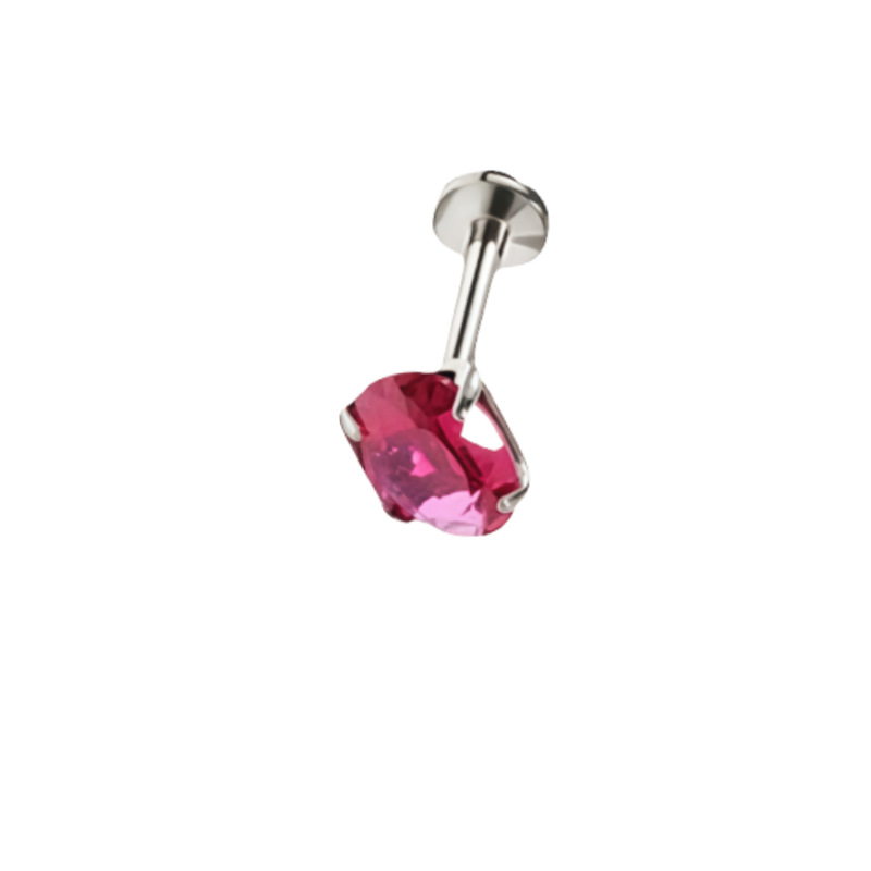 G23 Titanium Alloy Lip Nail Earrings Oval Four-Claw Inlaid Zircon Body Piercing Jewelry detail image 7