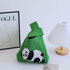 端午節伴手禮熊貓手提包女針織包水桶包國風百搭休閒托特包盒飯袋
