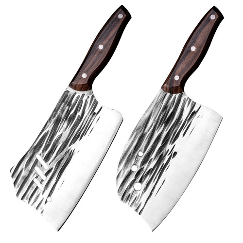 Stainless steel kitchen knife, cutting knife, hammered slicing knife for home use, sharp fish head knife, two-in-one chopping and slicing knife