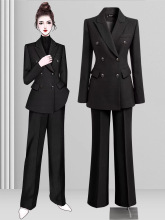 2025新款春秋大学生收腰商务职业西服外套阔腿裤正装西装套装女