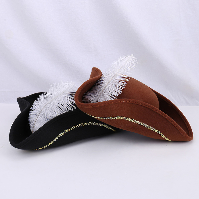 In-Stock Cross-Border Halloween Feather Decoration Elegant Pirate Hat Captain Jack Cosplay Decoration Versatile Captain Hat