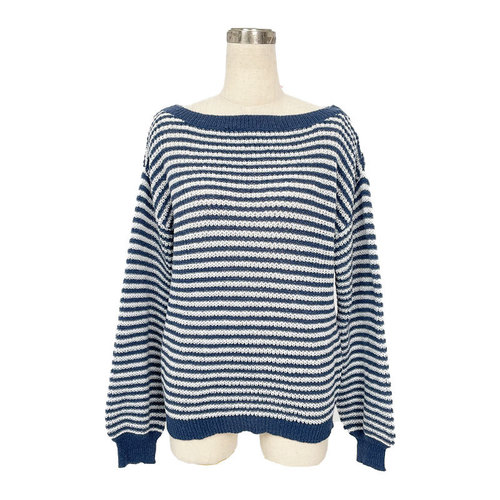 Autumn/Winter New Arrival One-Shoulder Striped Sleeveless Knit Top, Oversized Cuff Relaxed Fashion Western Style Versatile Hooded Sweater