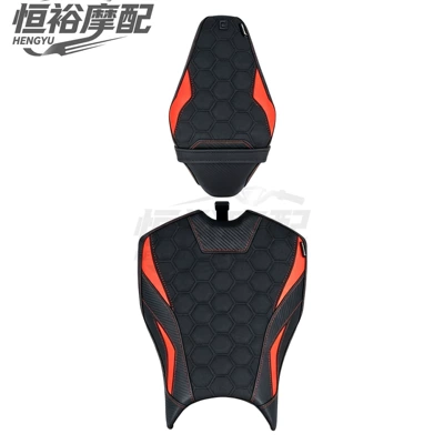 modified front and rear seat pads offer | Motorcycle cushion - front-rear-seat-cushions-honeycomb-design-red-original-seat-height