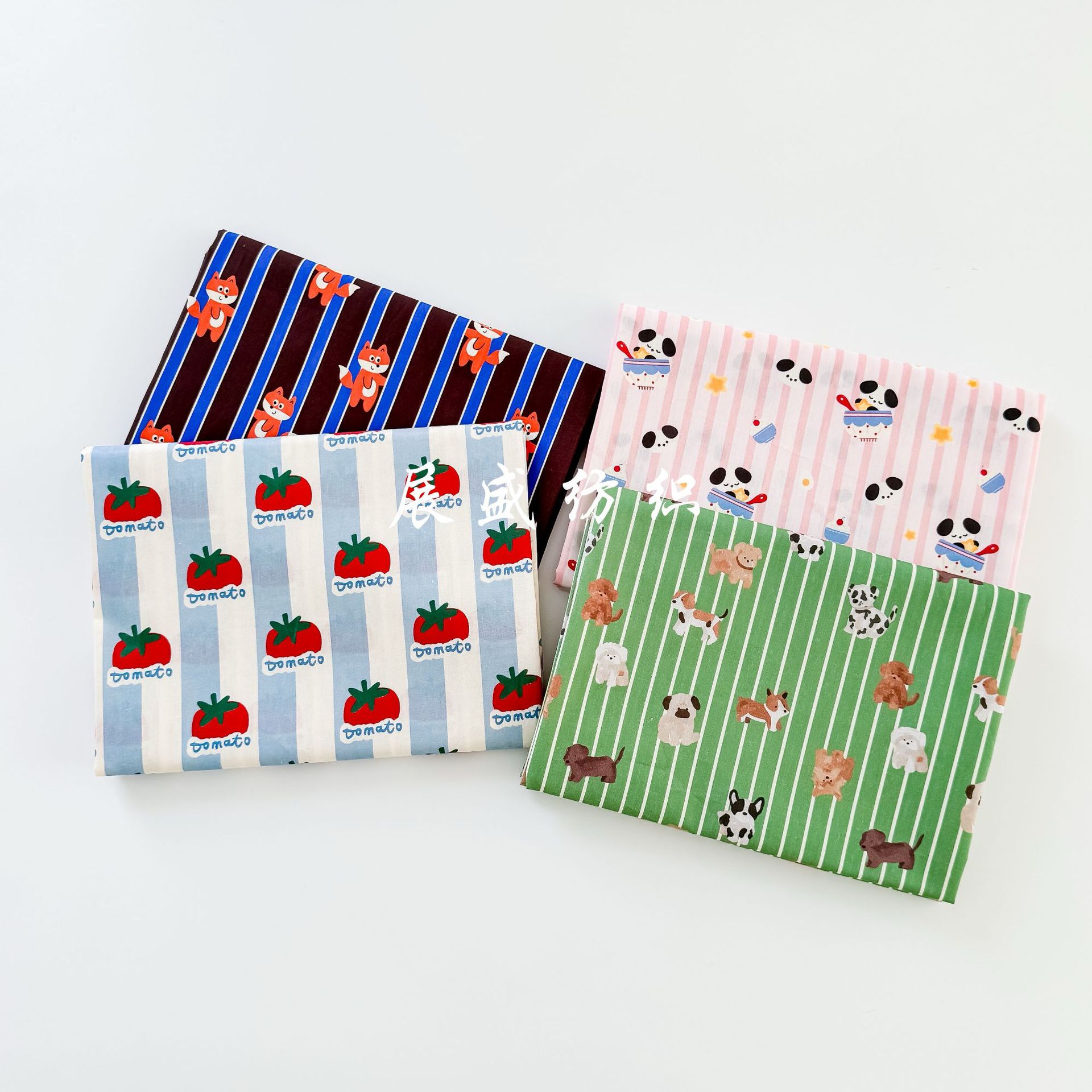 纯棉印花布料 可爱条纹卡通动物面料 童装衬衫服装箱包睡衣家居服