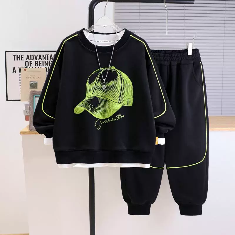 男童春秋套装2025新款中大儿童男孩衣服款网红新款炸街酷帅童套装