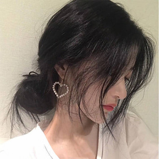 Round Face Slimming Big Love Pearl S925 Silver Pin Earrings Women's Elegant Long Earrings 2021 Heart-shaped Earrings
