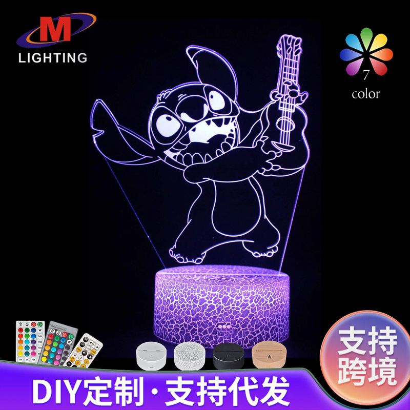 Cross-Border Cartoon Lilo & Stitch Series Creative 3D Night Light Table Lamp Touch Bedside Table Lamp Night Light