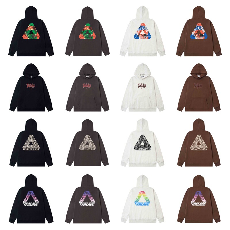 Palace Large Triangular Cracked Two-Tone Letter Print Unisex Loose Thin Pullover Hoodie Trendy Brand