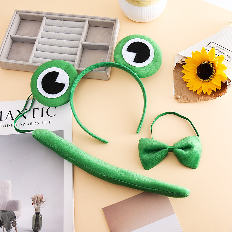 万圣节化妆舞会动物头箍小青蛙三件套发箍六一儿童节表演发饰发卡