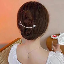 网红2022新款弧形珍珠发夹女后脑勺高级感金属青蛙库发卡夹子头饰