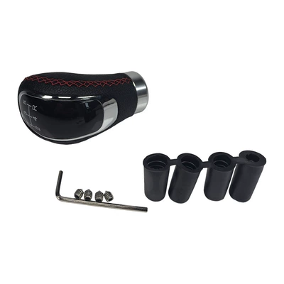 Cross-border wholesale manual transmission universal Cab and accessories - 5-speed-black-leather-with-red-stitching