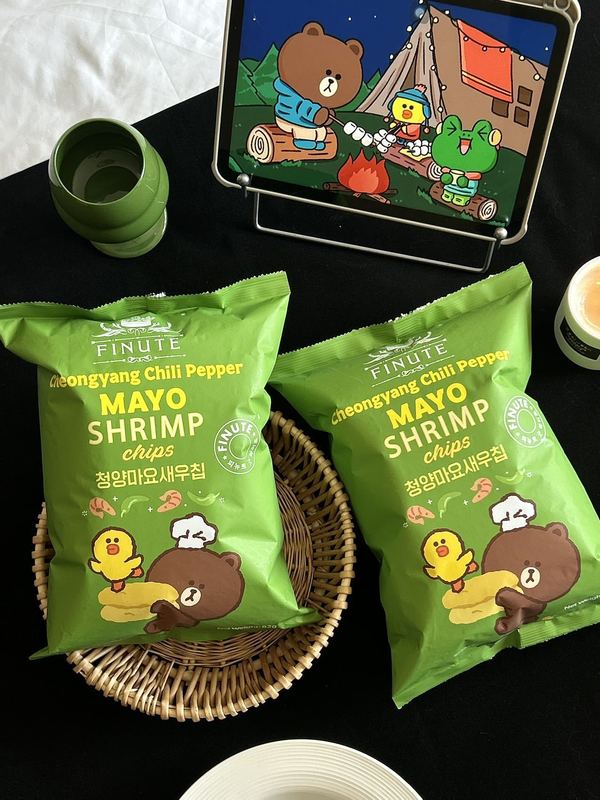 韓国輸入 FINUTE エビチップス 青陽チリマヨネーズ風味 ブラックペッパー エビ風味 ポテトチップス 特大スナック ギフトパック|undefined