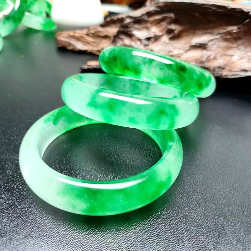 바산 옥 팔찌 B급 팔찌 석영암 옥 떠다니는 꽃 옥 팔찌 콩 녹색 오일 투명 바산 옥 두롱 옥