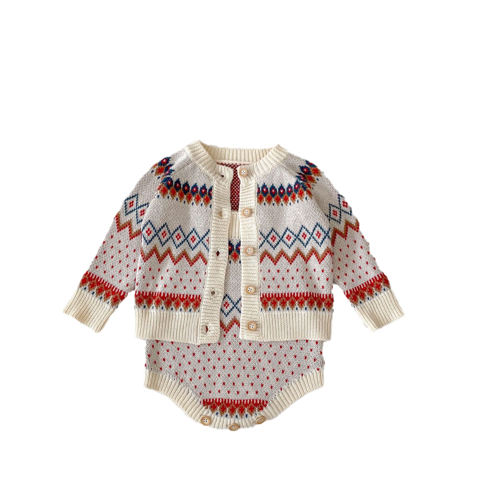 Φθινοπωρινά ρούχα 2024 για βρέφη και μικρά παιδιά, 2 τεμάχια πουλόβερ για αγόρια και κορίτσια, πλεκτό ζακάρ με μακριά μανίκια_voghion.com