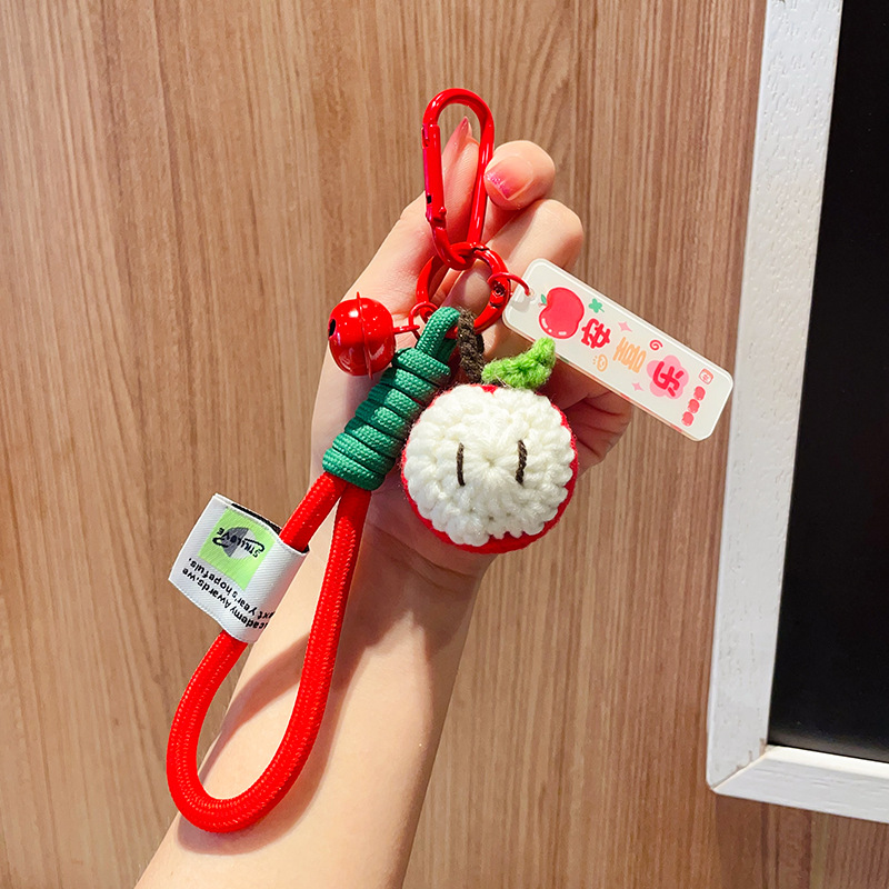 Colgante (manzana sonriente de lana + alegría de manzana)