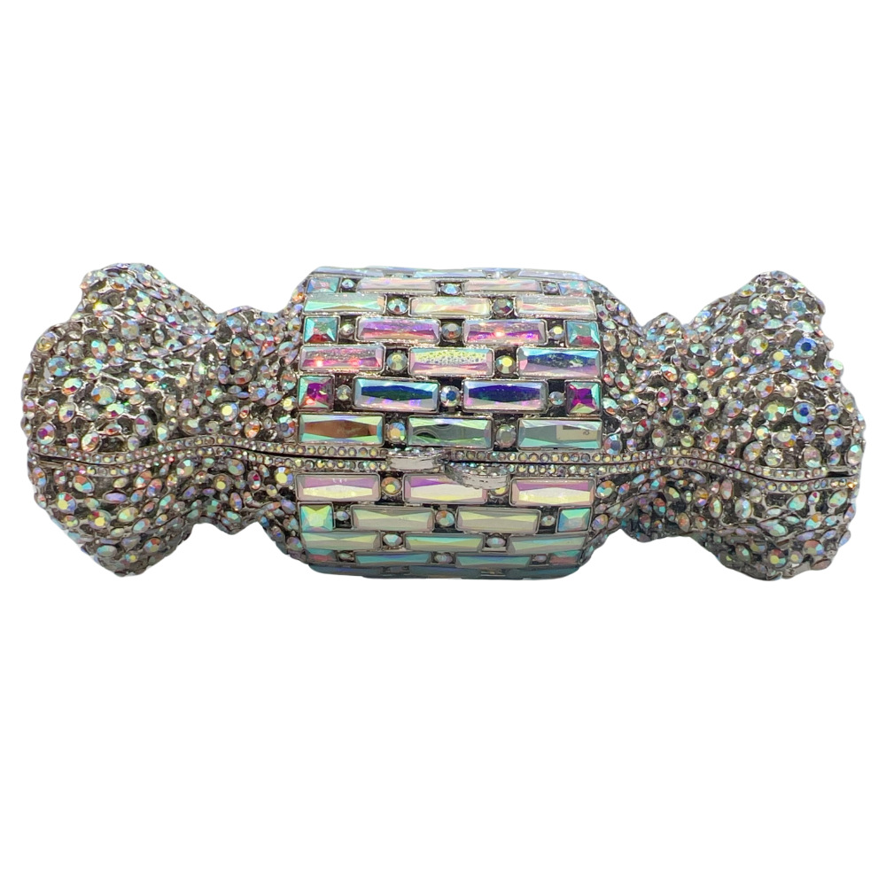 Túi xách tay dạ hội đính kim cương hình kẹo phong cách Stone bag — Đế vàng kim cương, Màu sâm panh, Bạc AB, hồng chi tiết 2